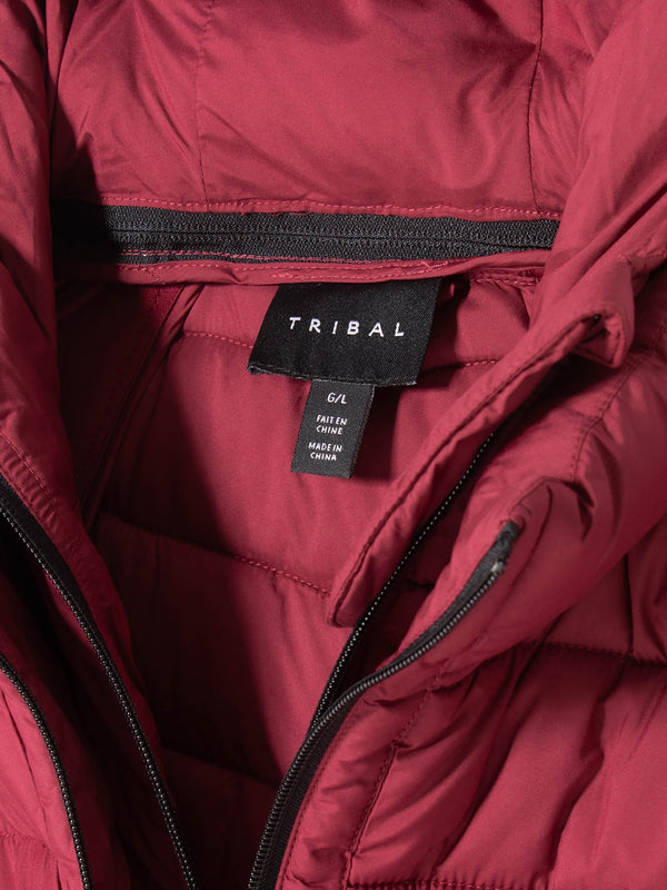 Quilted Red Padded Hooded Jacket
