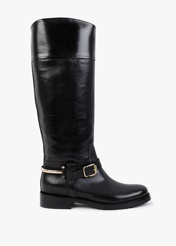 Nospur Black Leather Stirrup Riding Boots