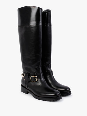 Nospur Black Leather Stirrup Riding Boots
