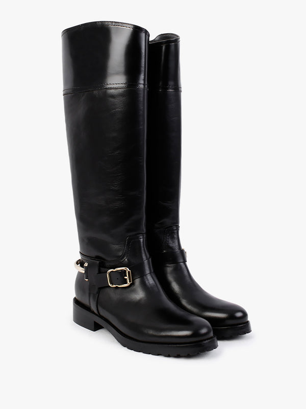 Nospur Black Leather Stirrup Riding Boots