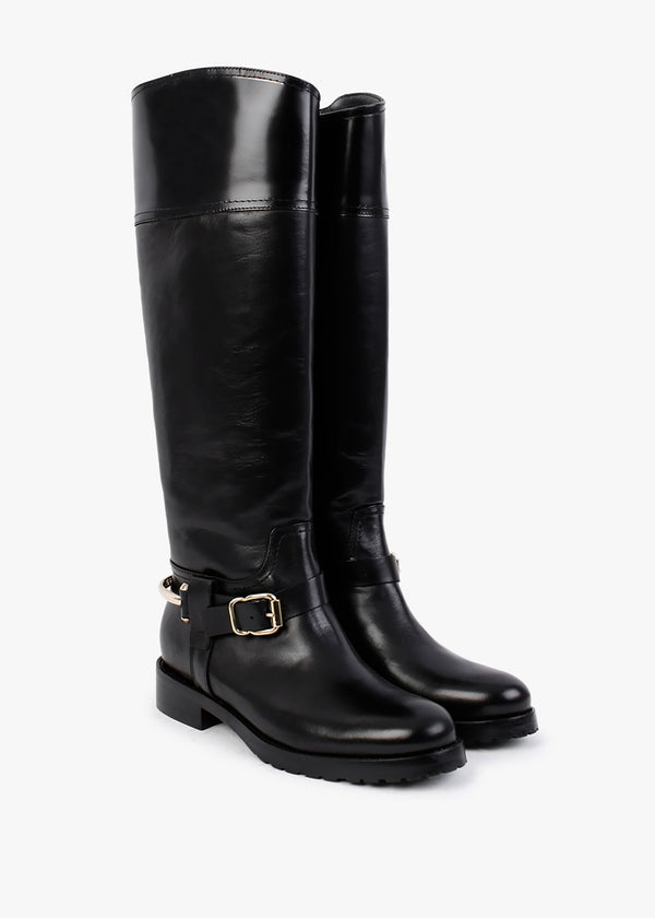 Nospur Black Leather Stirrup Riding Boots