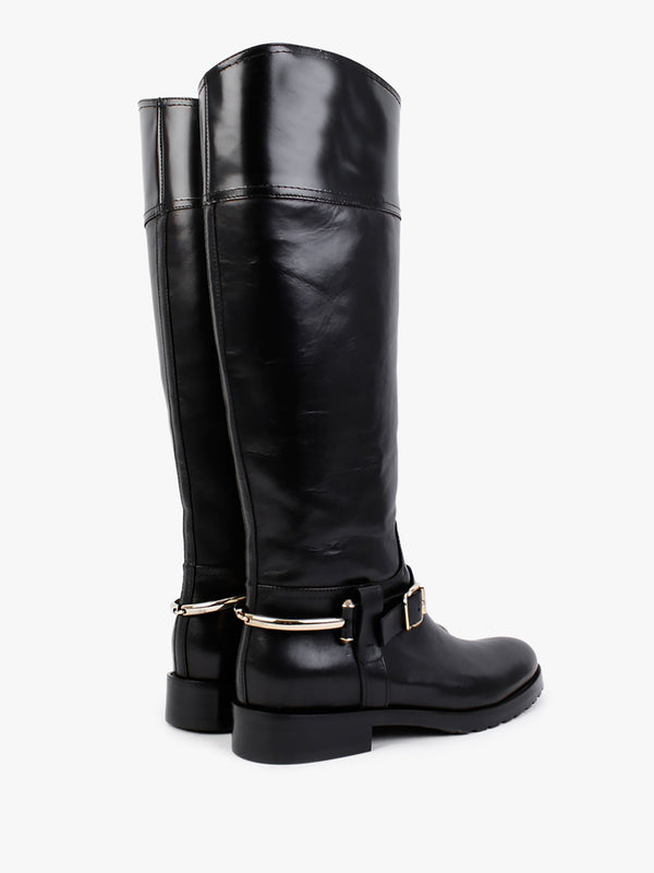Nospur Black Leather Stirrup Riding Boots