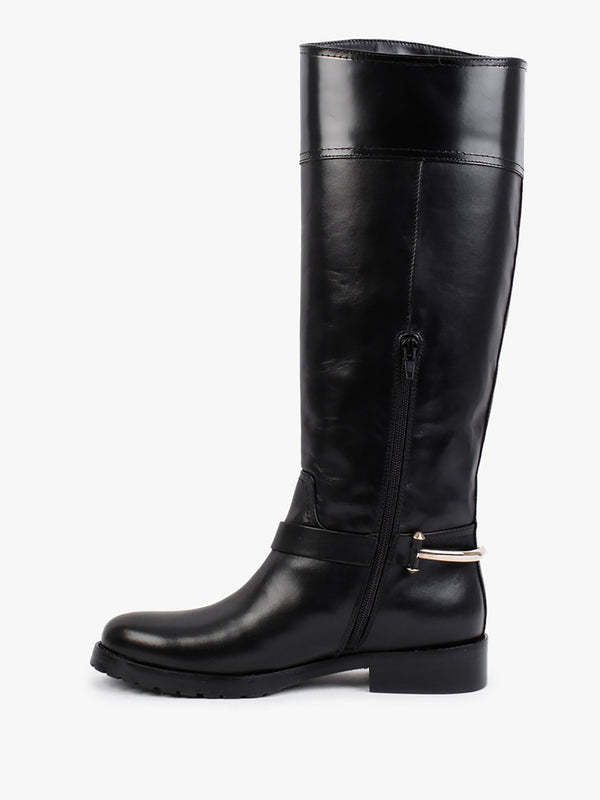 Nospur Black Leather Stirrup Riding Boots