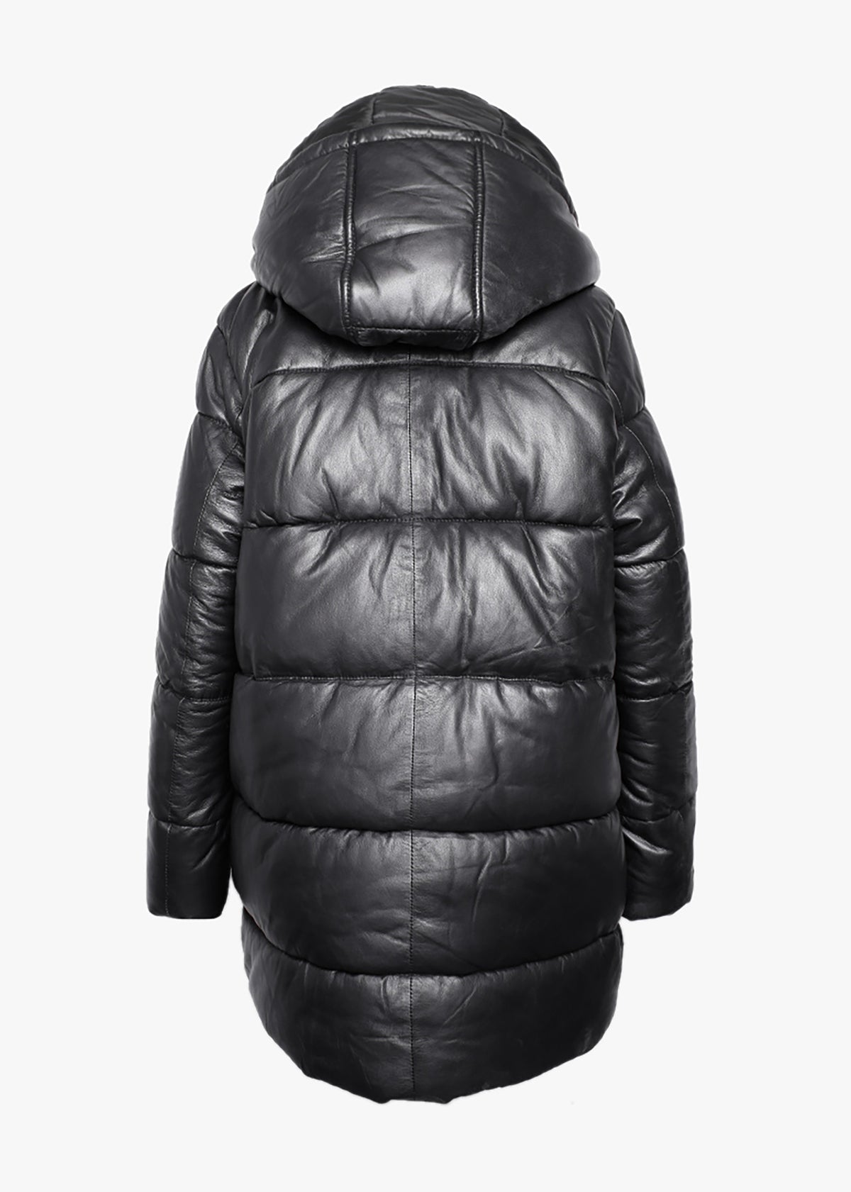 Fancy Black Leather Padded Coat