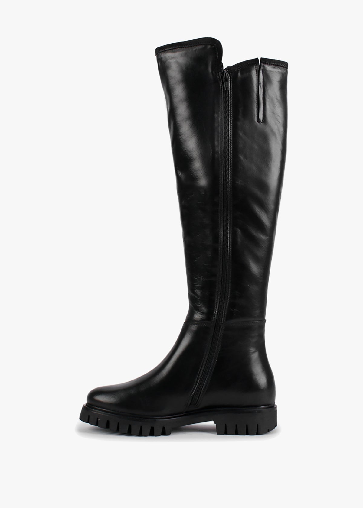 Sictor Black Leather Double Buckle Over The Knee Boots