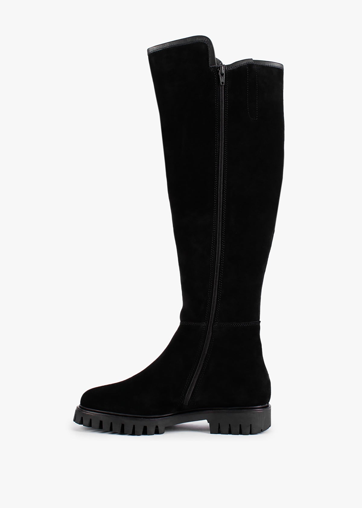 Sictor Black Suede Double Buckle Over The Knee Boots