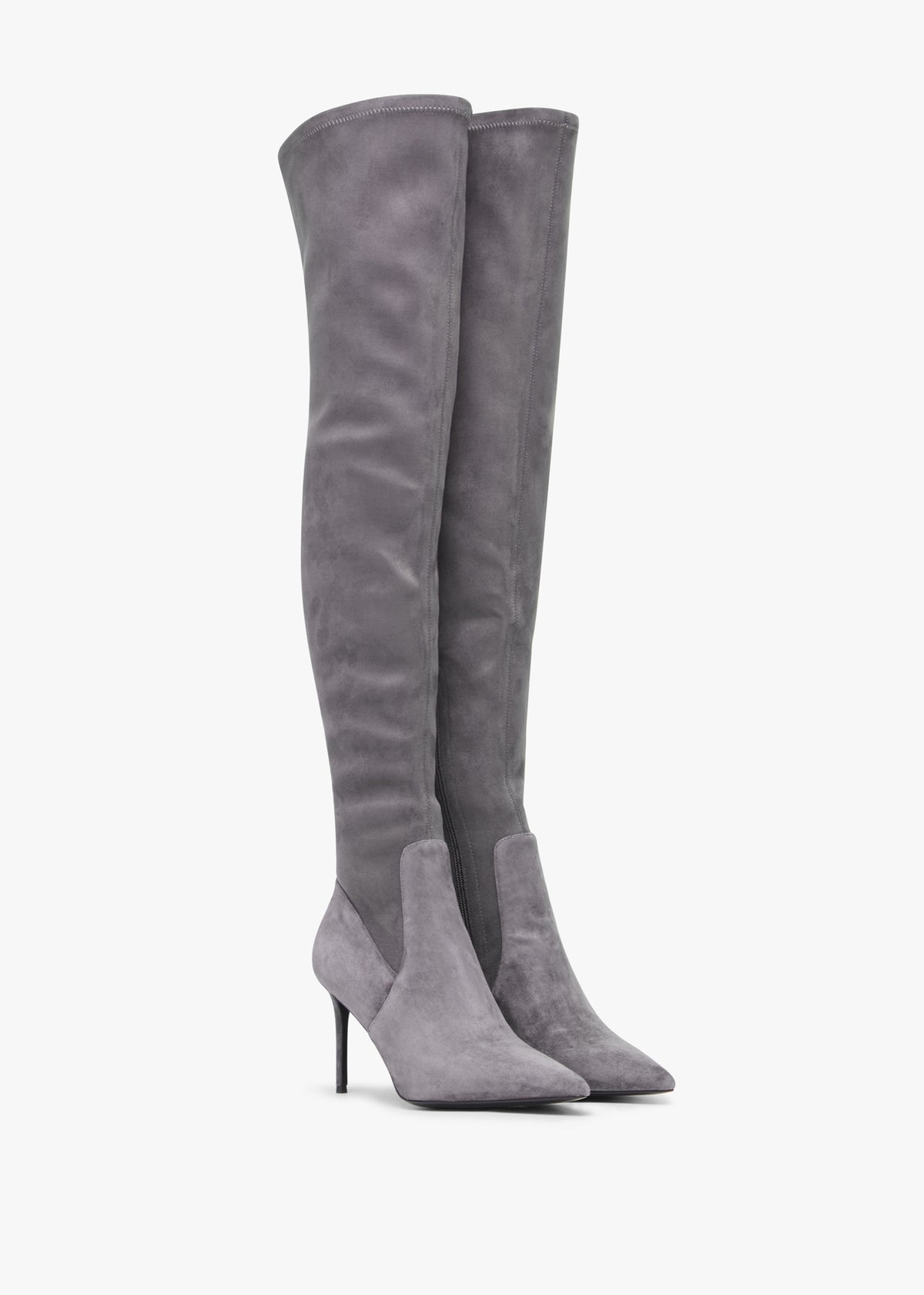 Stret Grey Suede Over The Knee Boots