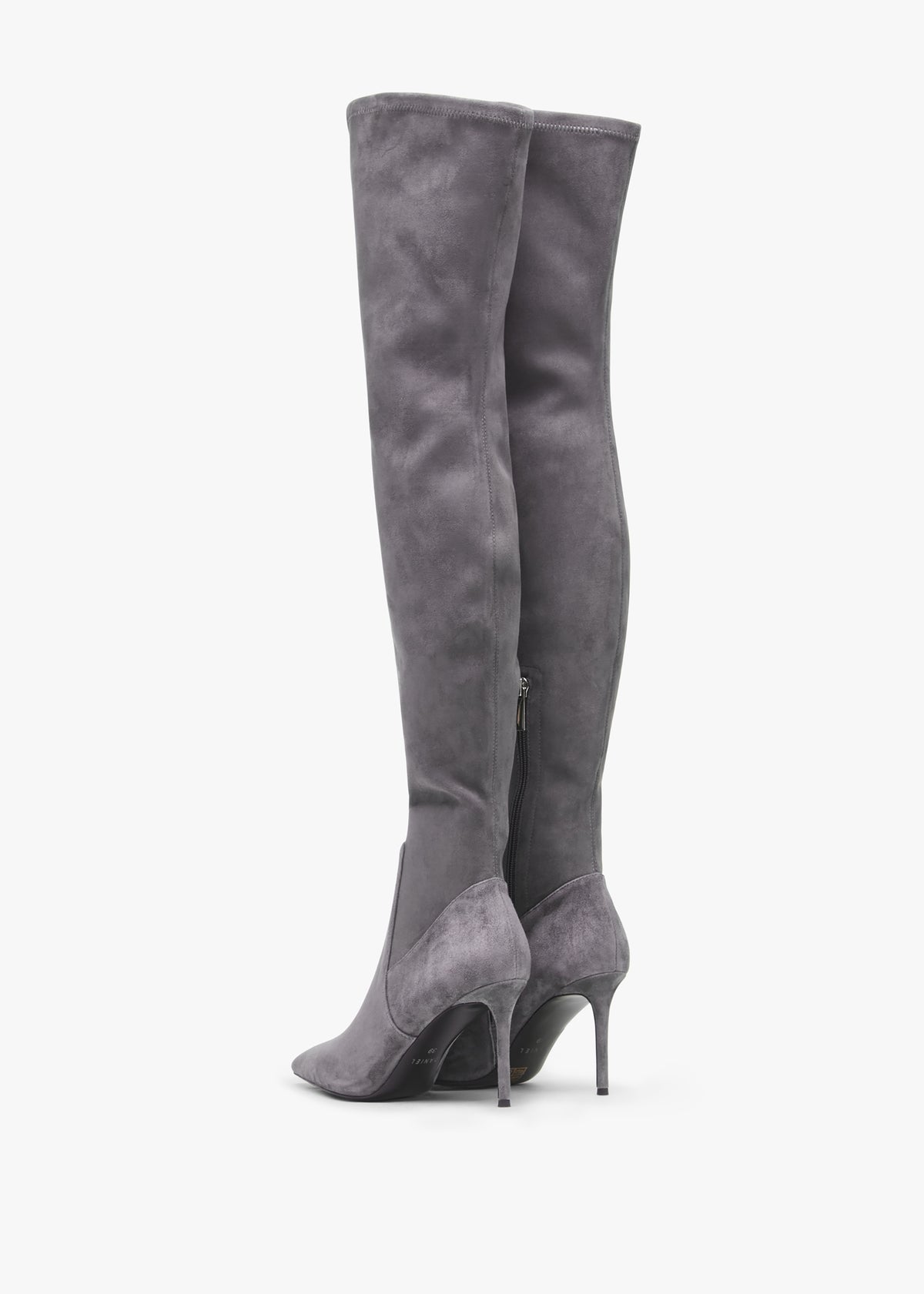 Stret Grey Suede Over The Knee Boots