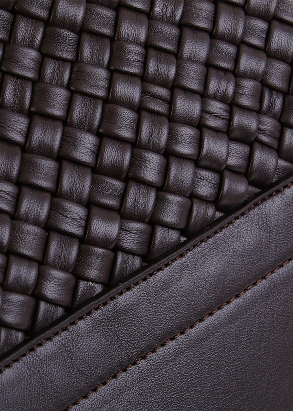 Woven Brown Leather Bucket Bag