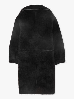 Tilda Black Shearling Style Longline Coat