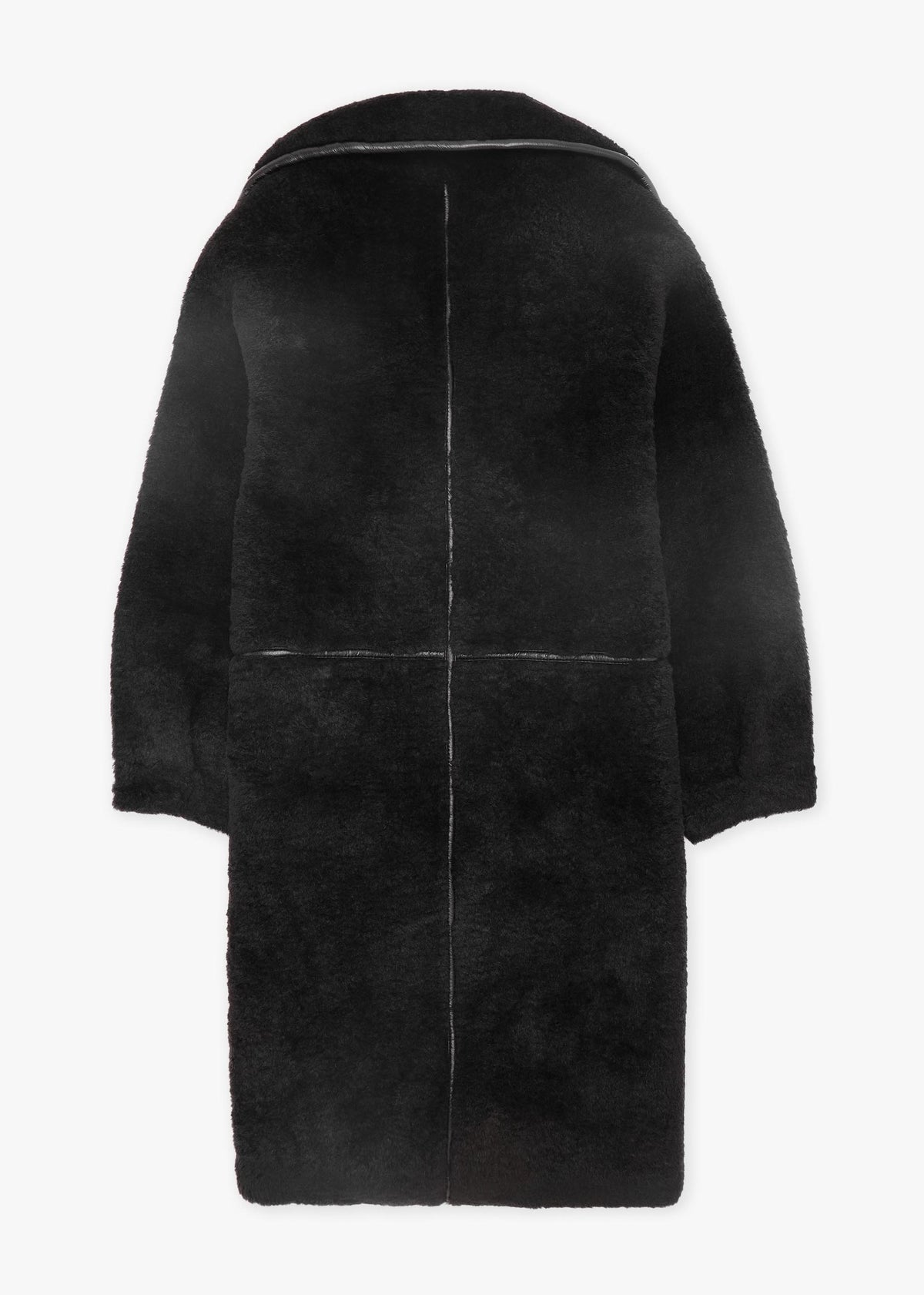 Tilda Black Shearling Style Longline Coat