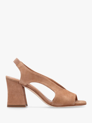Scoop Tan Suede Cut Away Shaped Heel Sandals