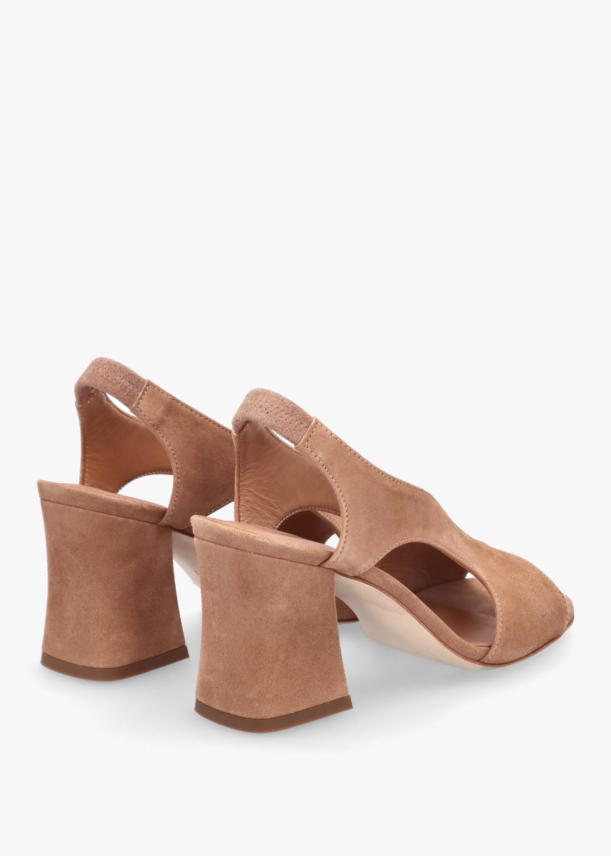 Scoop Tan Suede Cut Away Shaped Heel Sandals