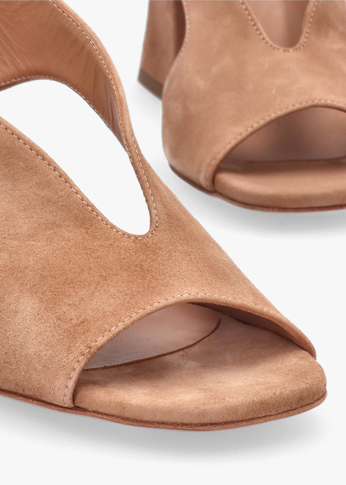 Scoop Tan Suede Cut Away Shaped Heel Sandals