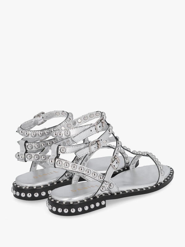 Eternal Silver Leather Studded Gladiator Sandals