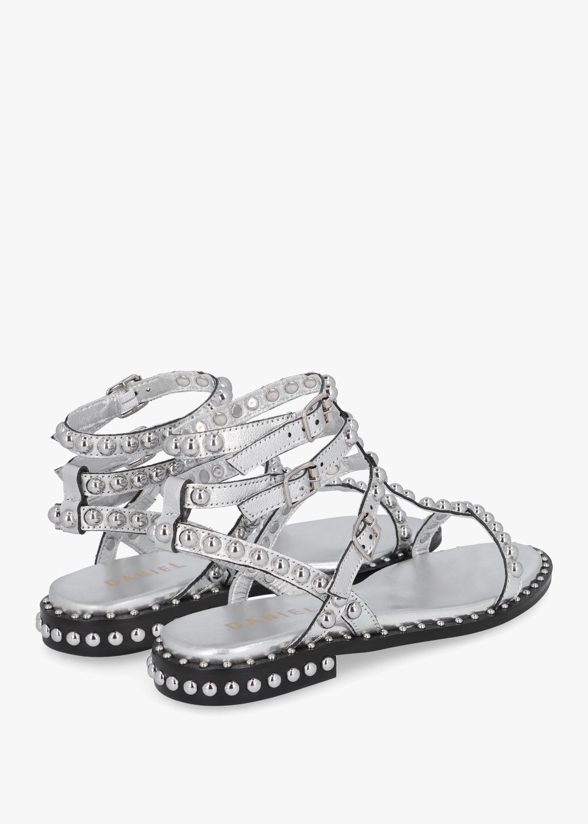 Eternal Silver Leather Studded Gladiator Sandals