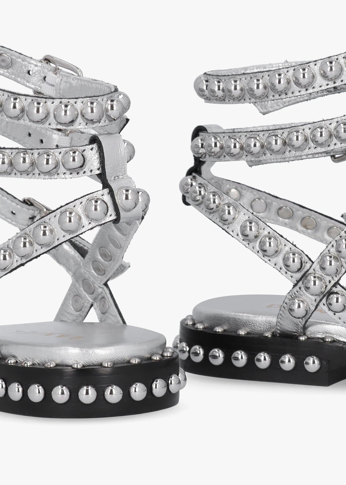 Eternal Silver Leather Studded Gladiator Sandals