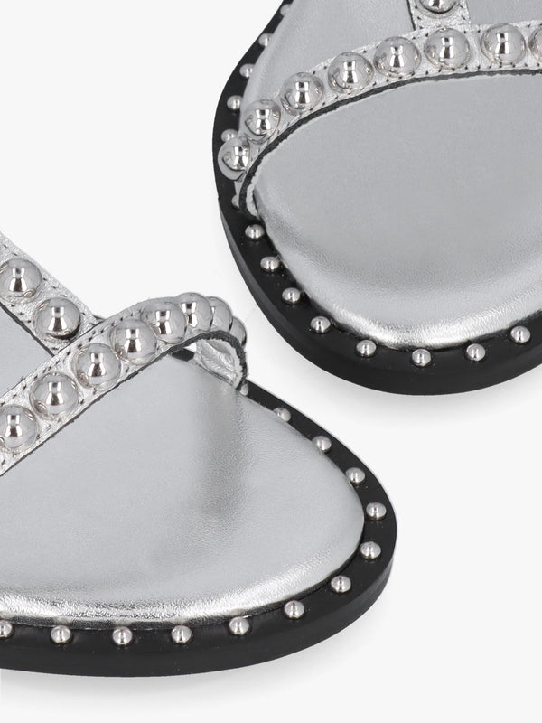 Eternal Silver Leather Studded Gladiator Sandals