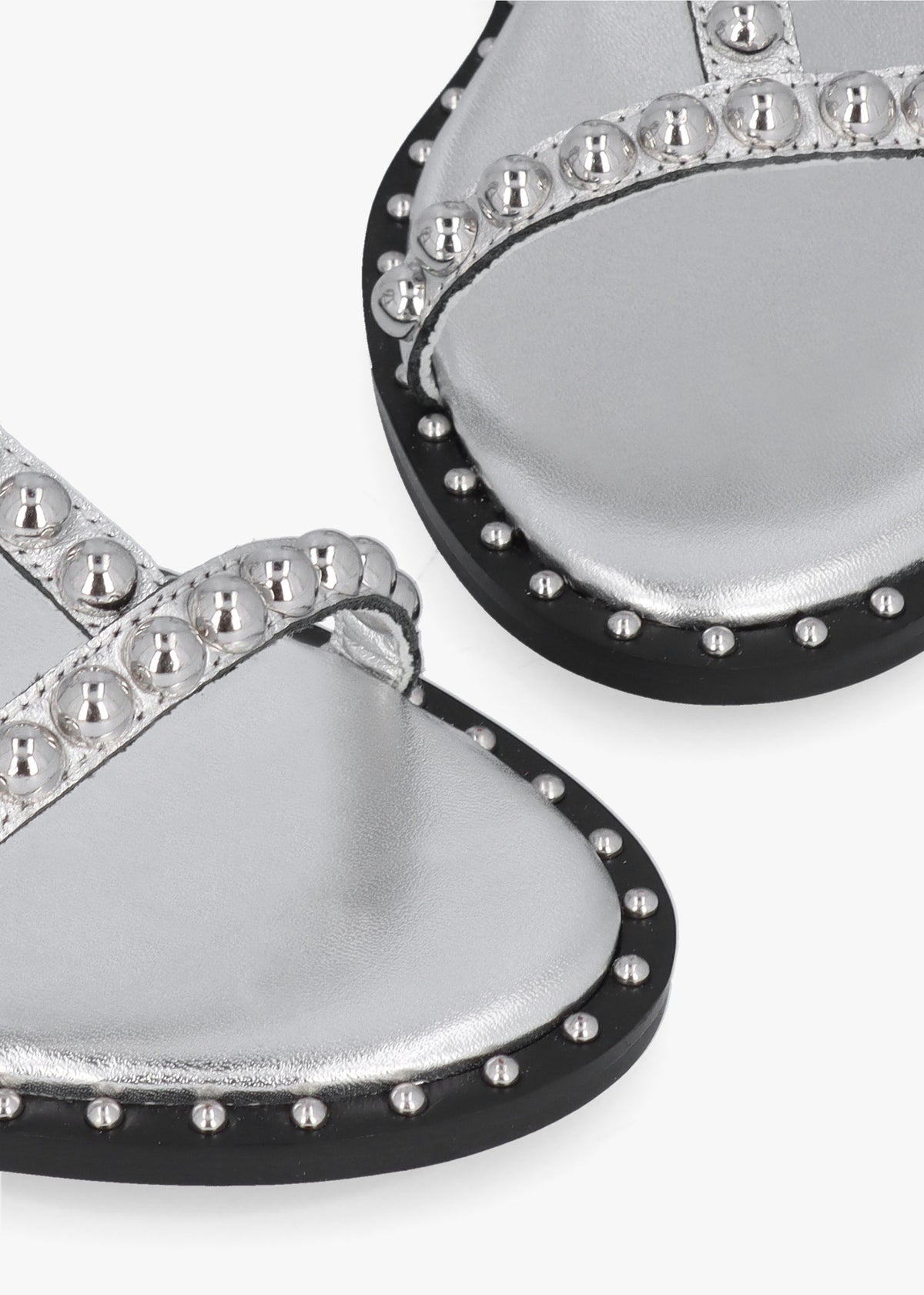 Eternal Silver Leather Studded Gladiator Sandals