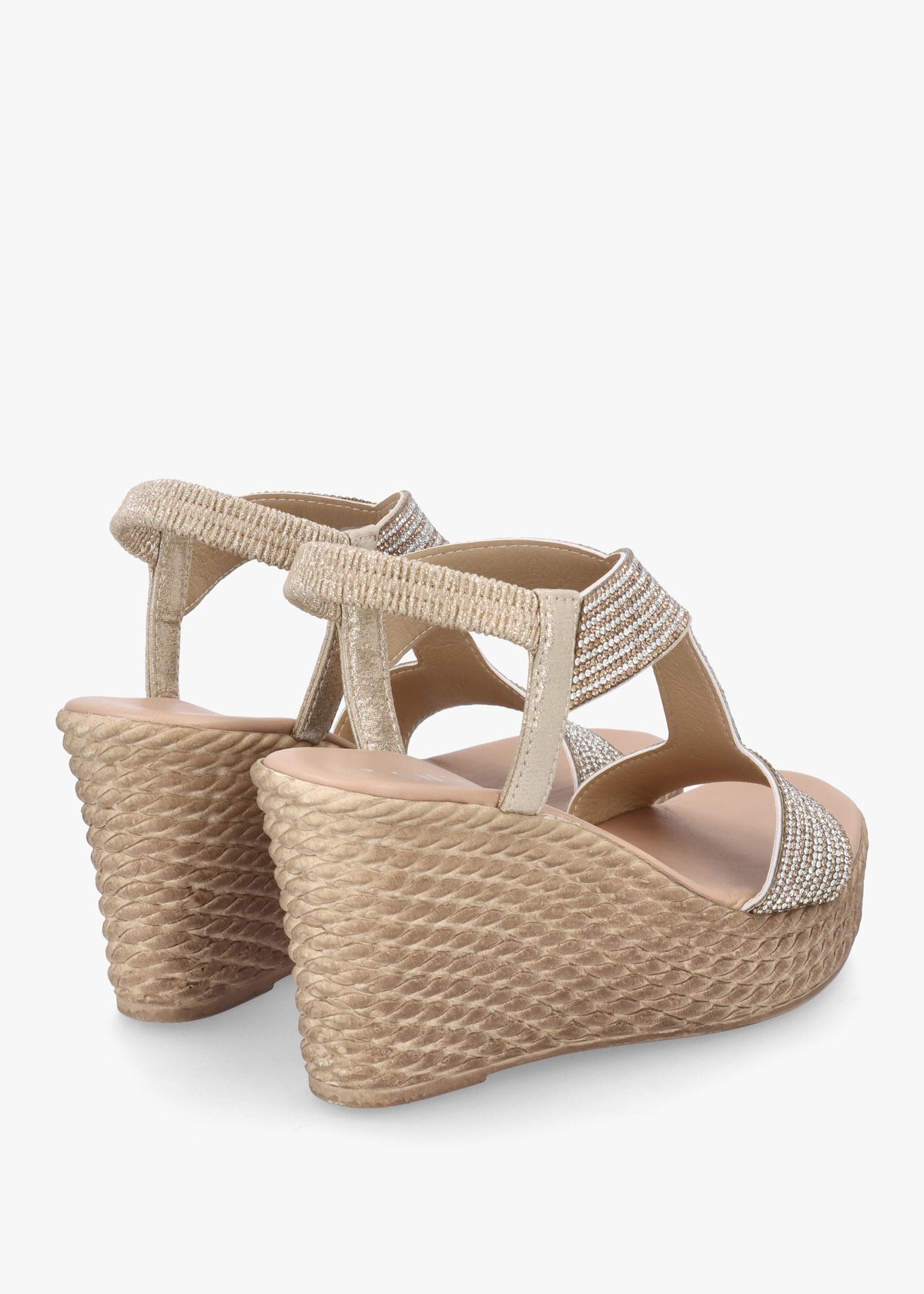 Ledgie Gold Diamante Embellished Wedge Sandals