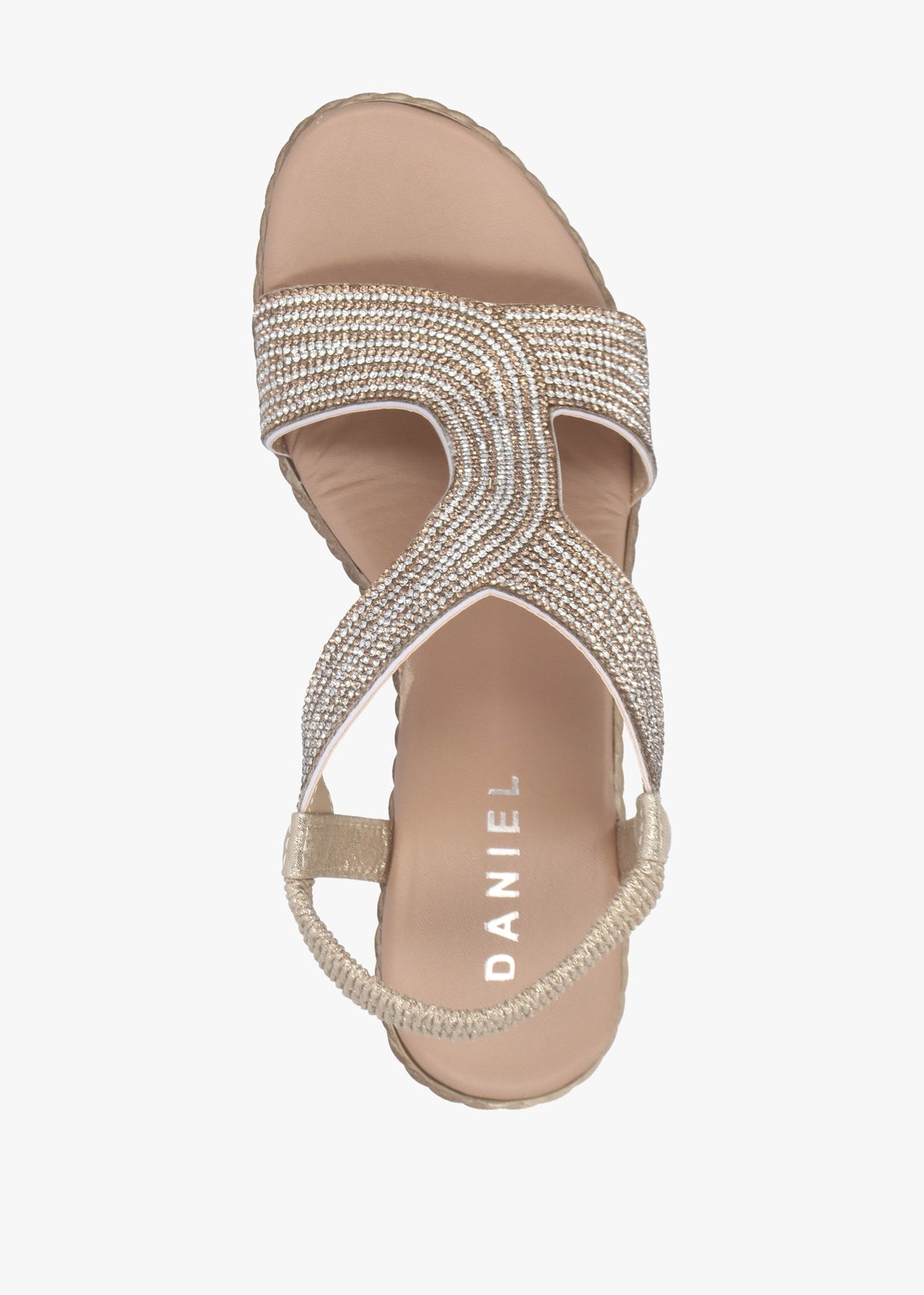 Ledgie Gold Diamante Embellished Wedge Sandals