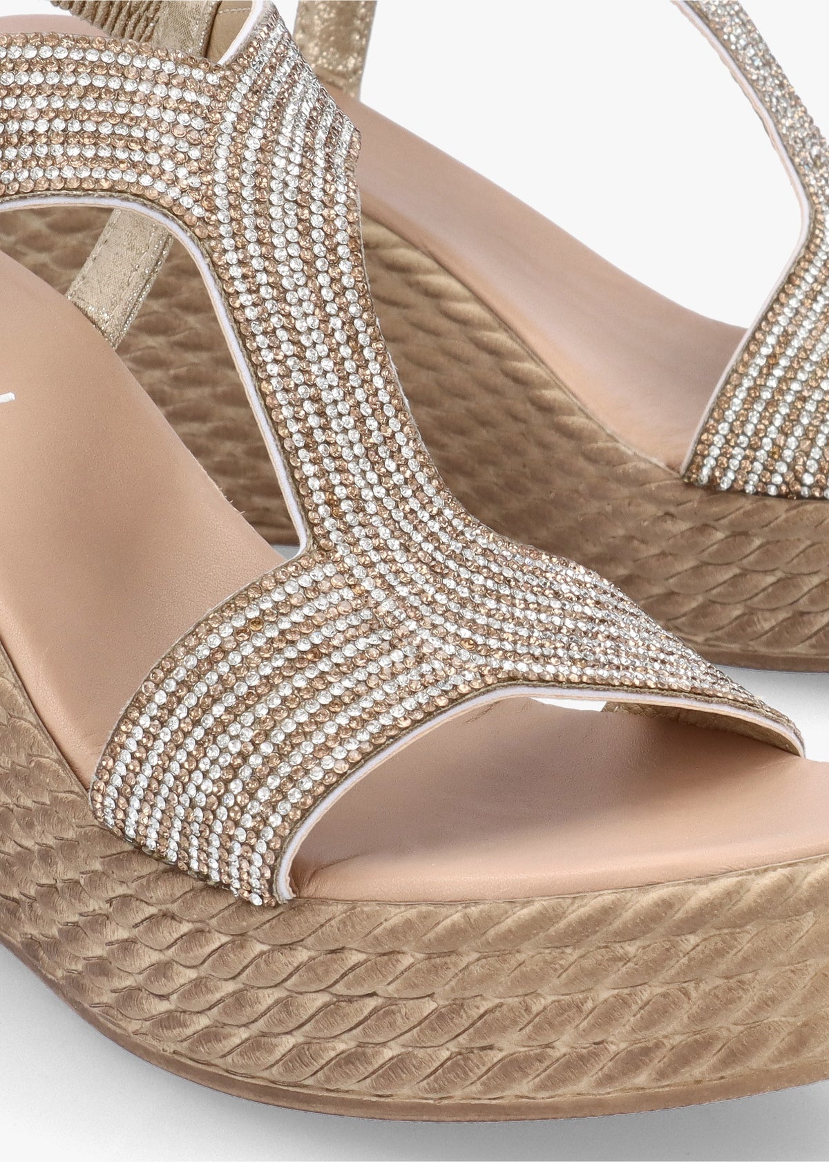 Ledgie Gold Diamante Embellished Wedge Sandals