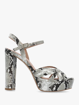 Avery Grey Reptile Leather Heeled Sandals