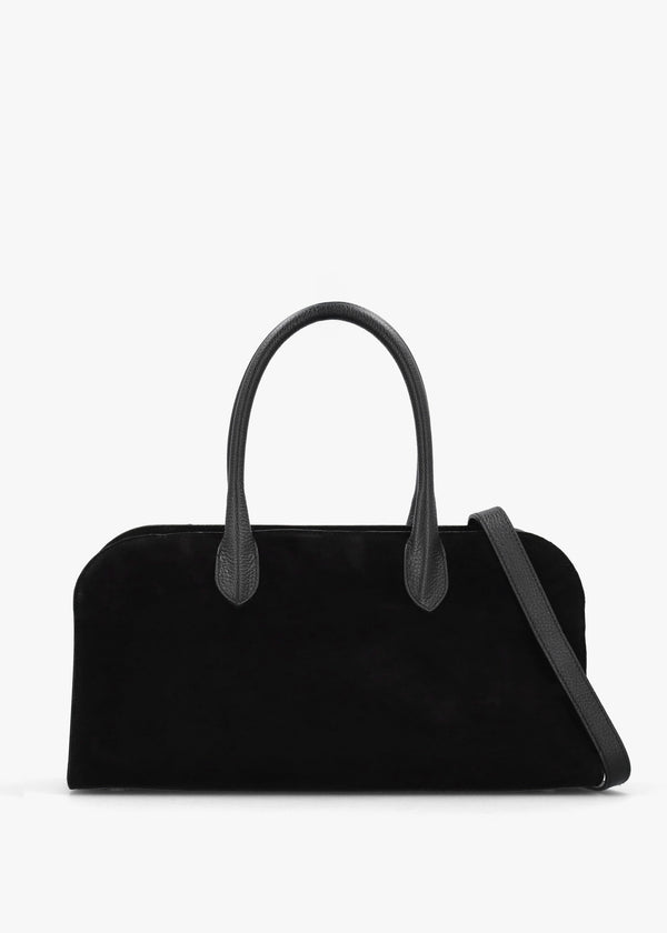 Lilah Black Leather & Suede East West Shoulder Bag