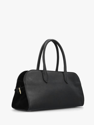 Lilah Black Leather & Suede East West Shoulder Bag