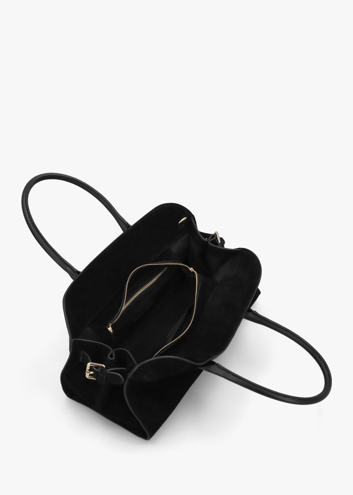 Lilah Black Leather & Suede East West Shoulder Bag