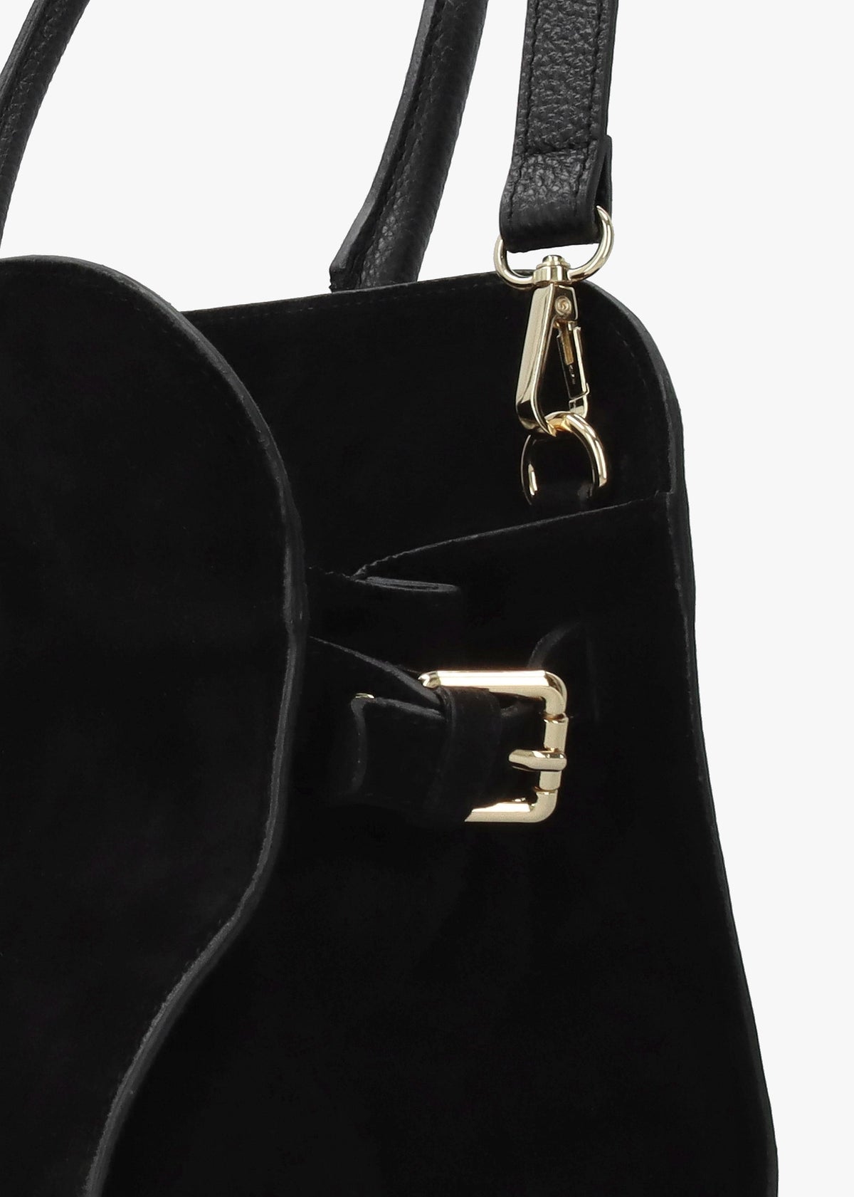 Lilah Black Leather & Suede East West Shoulder Bag
