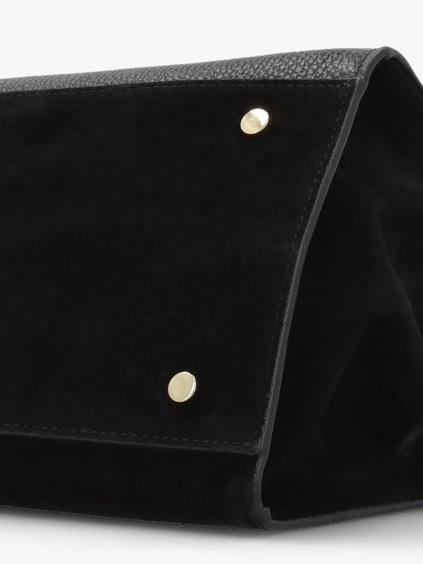 Lilah Black Leather & Suede East West Shoulder Bag