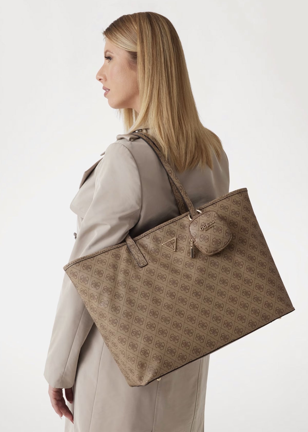 Large Power Play II Latte Logo Tech Tote Bag
