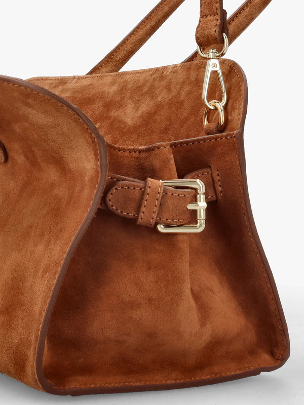 Lilah Tan Suede East West Shoulder Bag