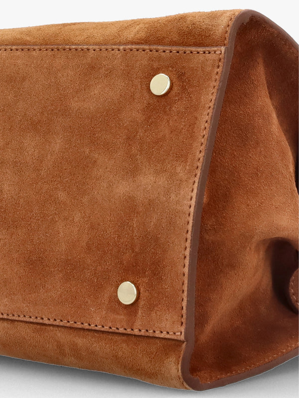 Lilah Tan Suede East West Shoulder Bag