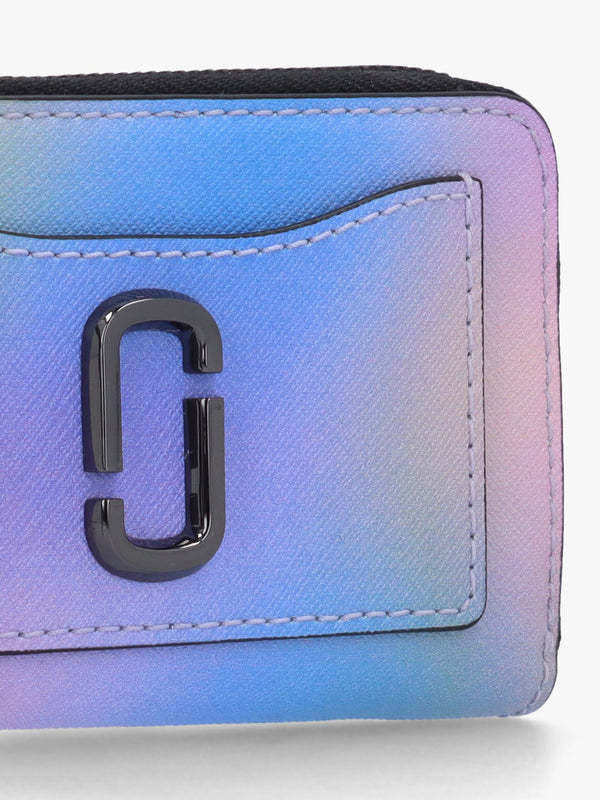 The Airbrush Utility Snapshot Top Zip Blue Multi Leather Wallet