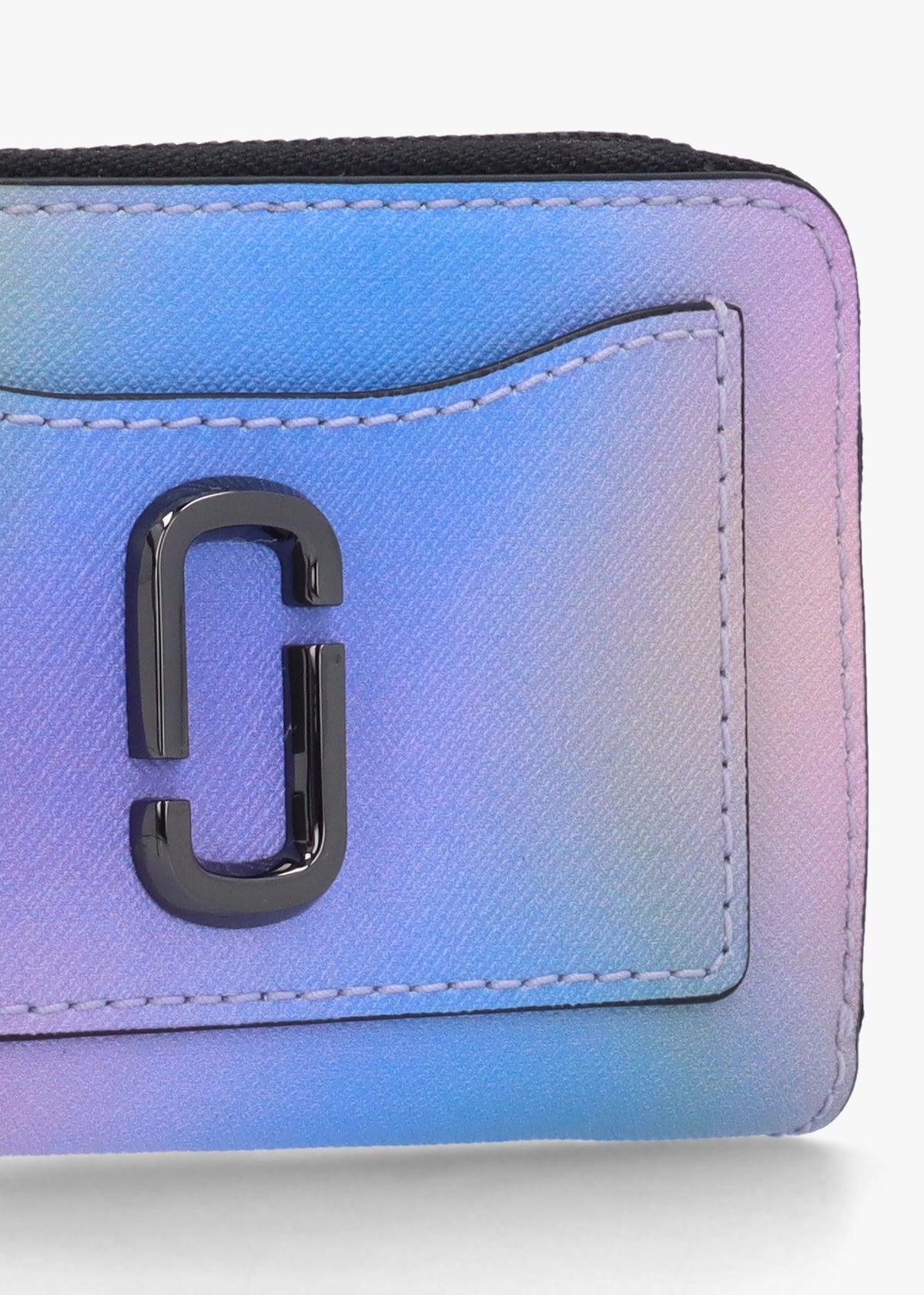 The Airbrush Utility Snapshot Top Zip Blue Multi Leather Wallet