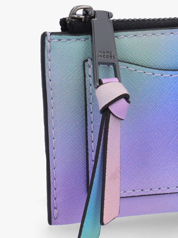 The Airbrush Utility Snapshot Top Zip Blue Multi Leather Wallet