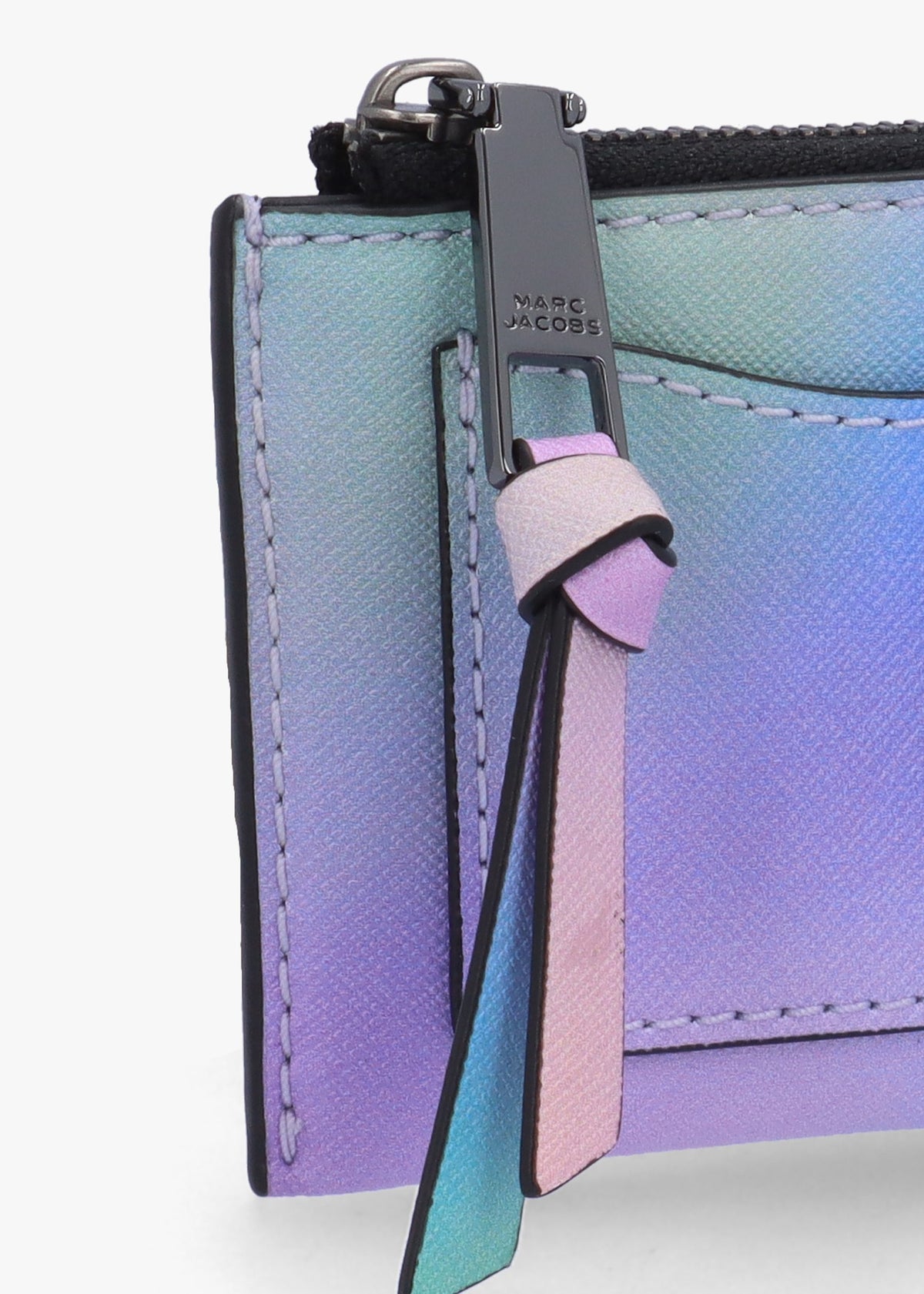 The Airbrush Utility Snapshot Top Zip Blue Multi Leather Wallet