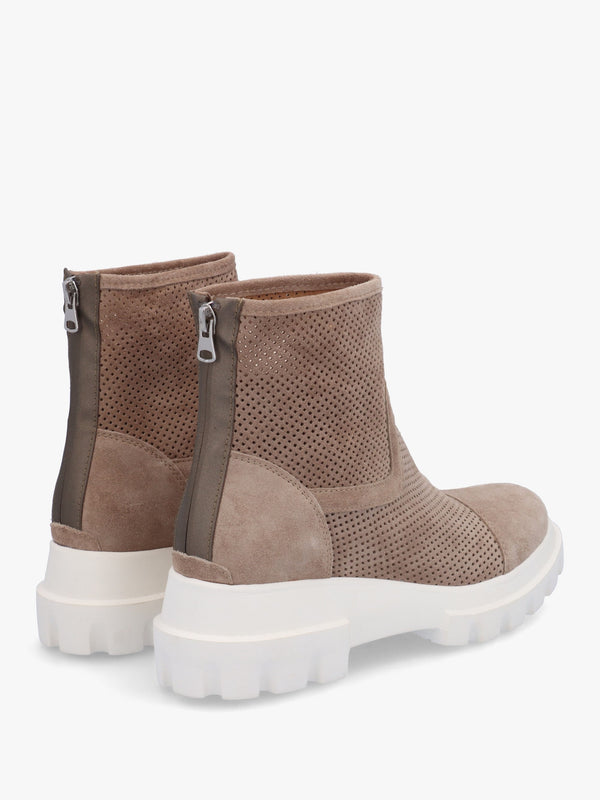 Fennel Taupe Suede Perforated Ankle Boots