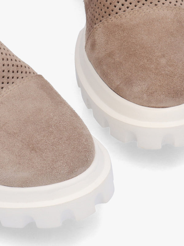 Fennel Taupe Suede Perforated Ankle Boots
