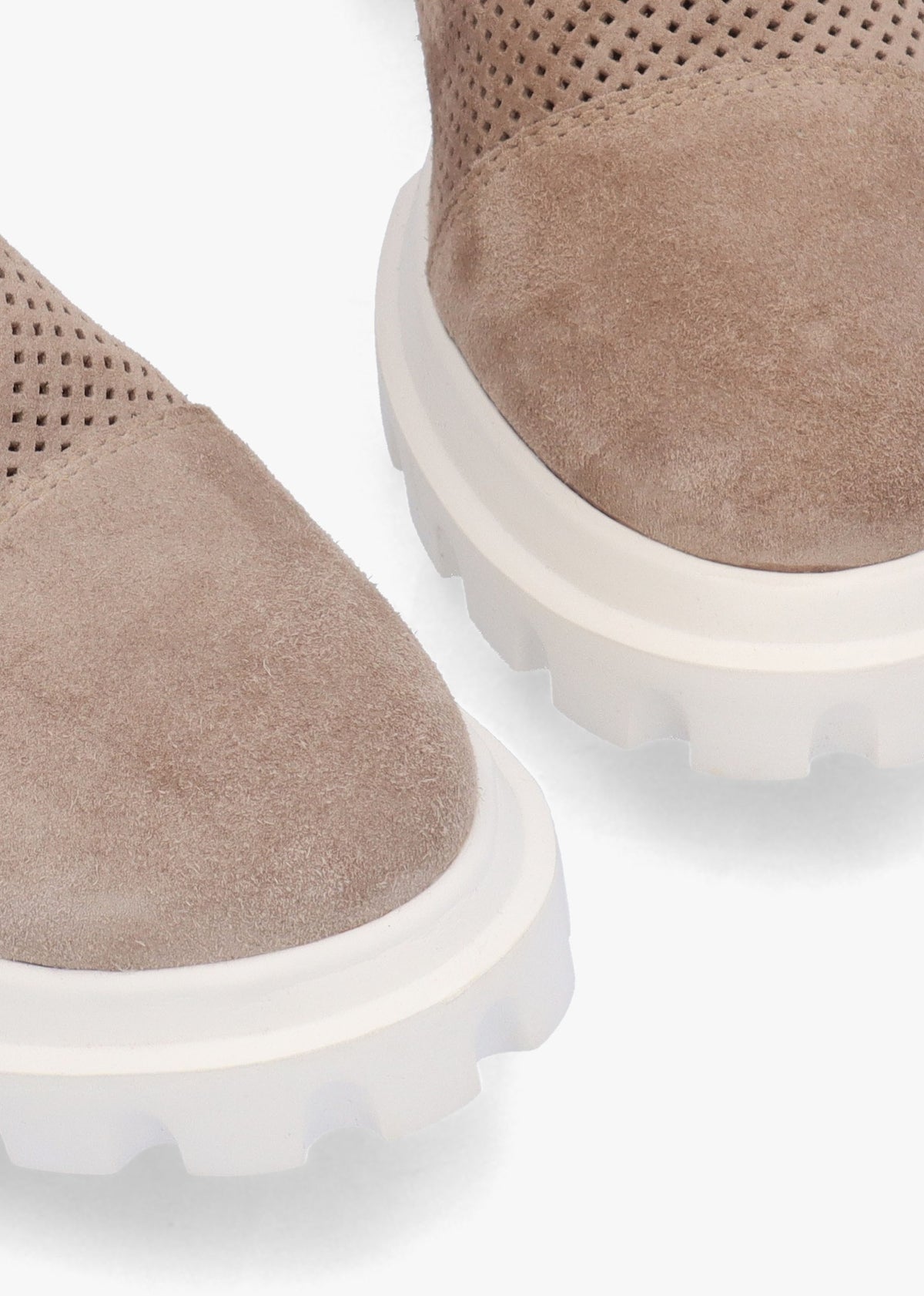 Fennel Taupe Suede Perforated Ankle Boots