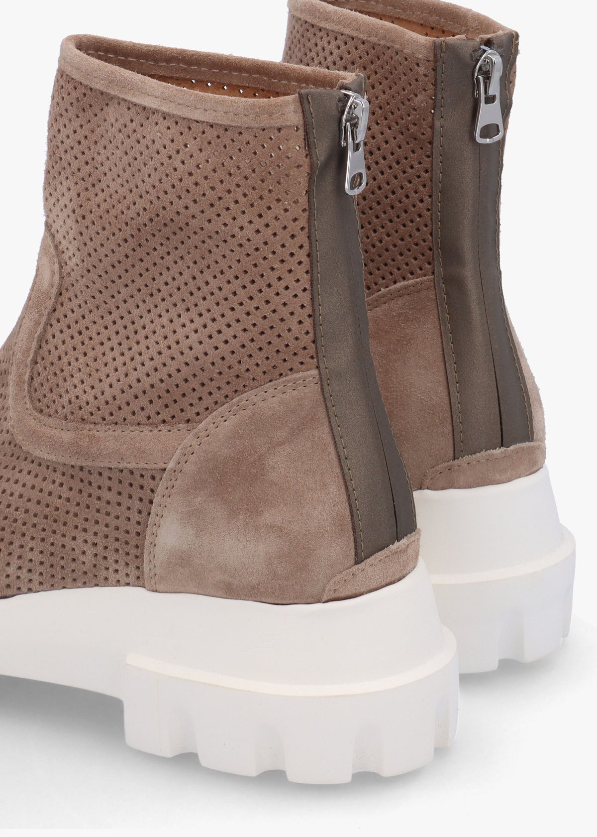Fennel Taupe Suede Perforated Ankle Boots