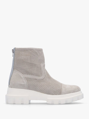 Fennel Grey Suede Perforated Ankle Boots