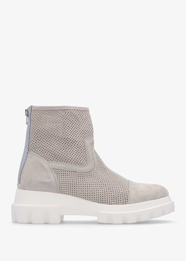 Fennel Grey Suede Perforated Ankle Boots