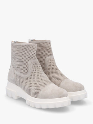 Fennel Grey Suede Perforated Ankle Boots