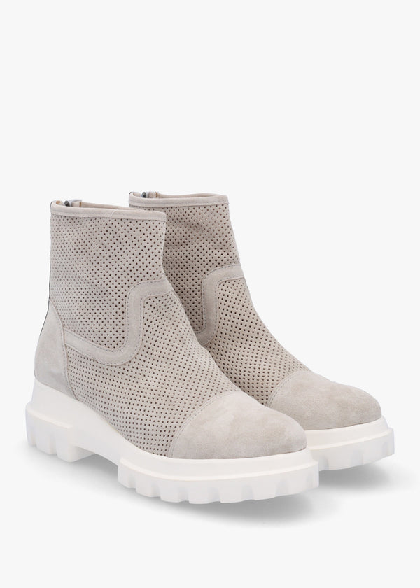 Fennel Grey Suede Perforated Ankle Boots