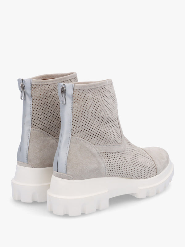 Fennel Grey Suede Perforated Ankle Boots