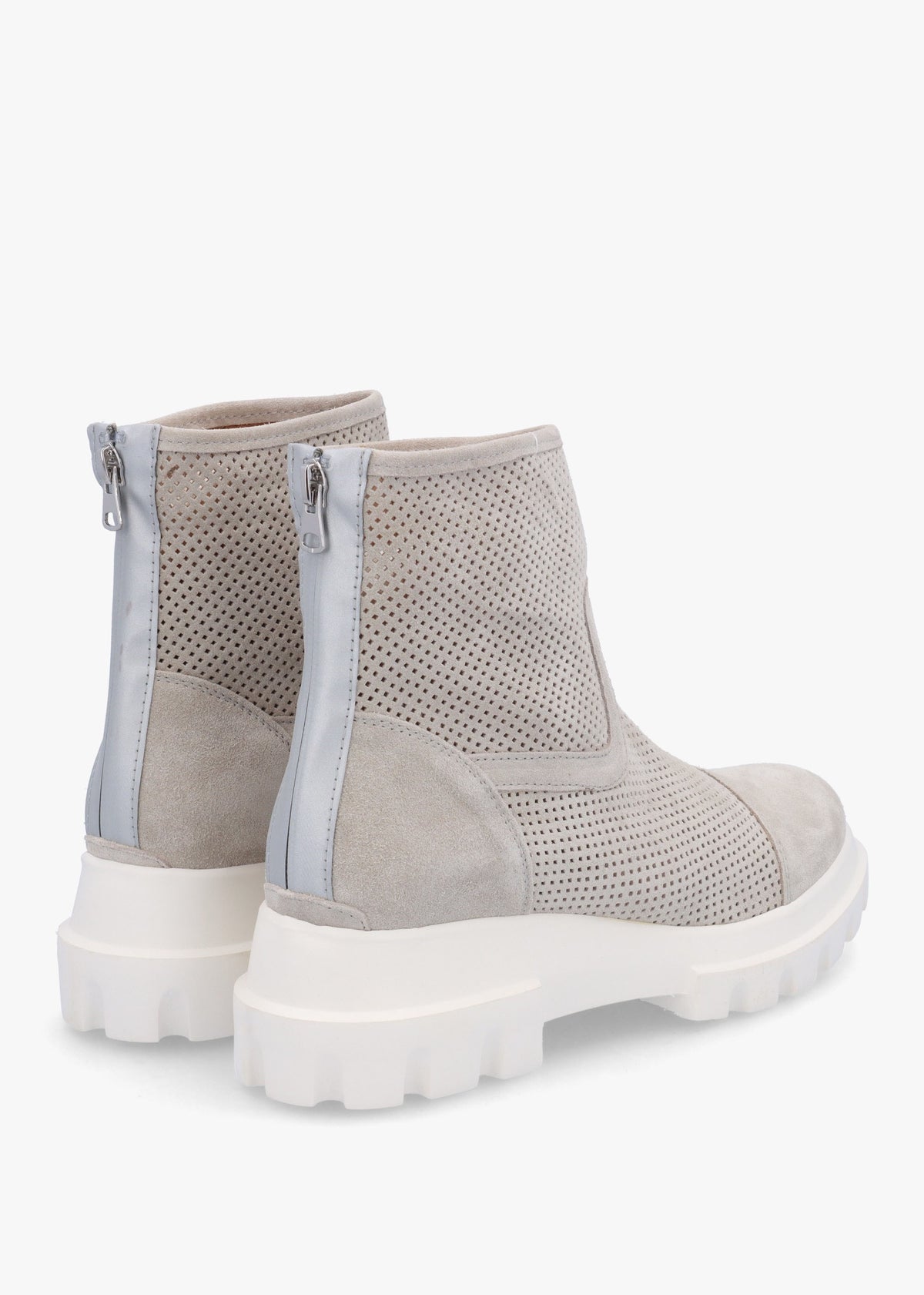 Fennel Grey Suede Perforated Ankle Boots