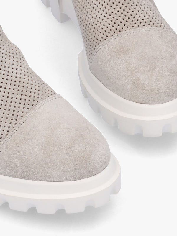 Fennel Grey Suede Perforated Ankle Boots
